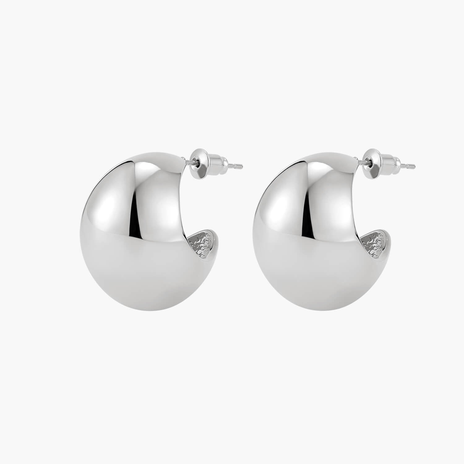 Silver Round Drop Earrings