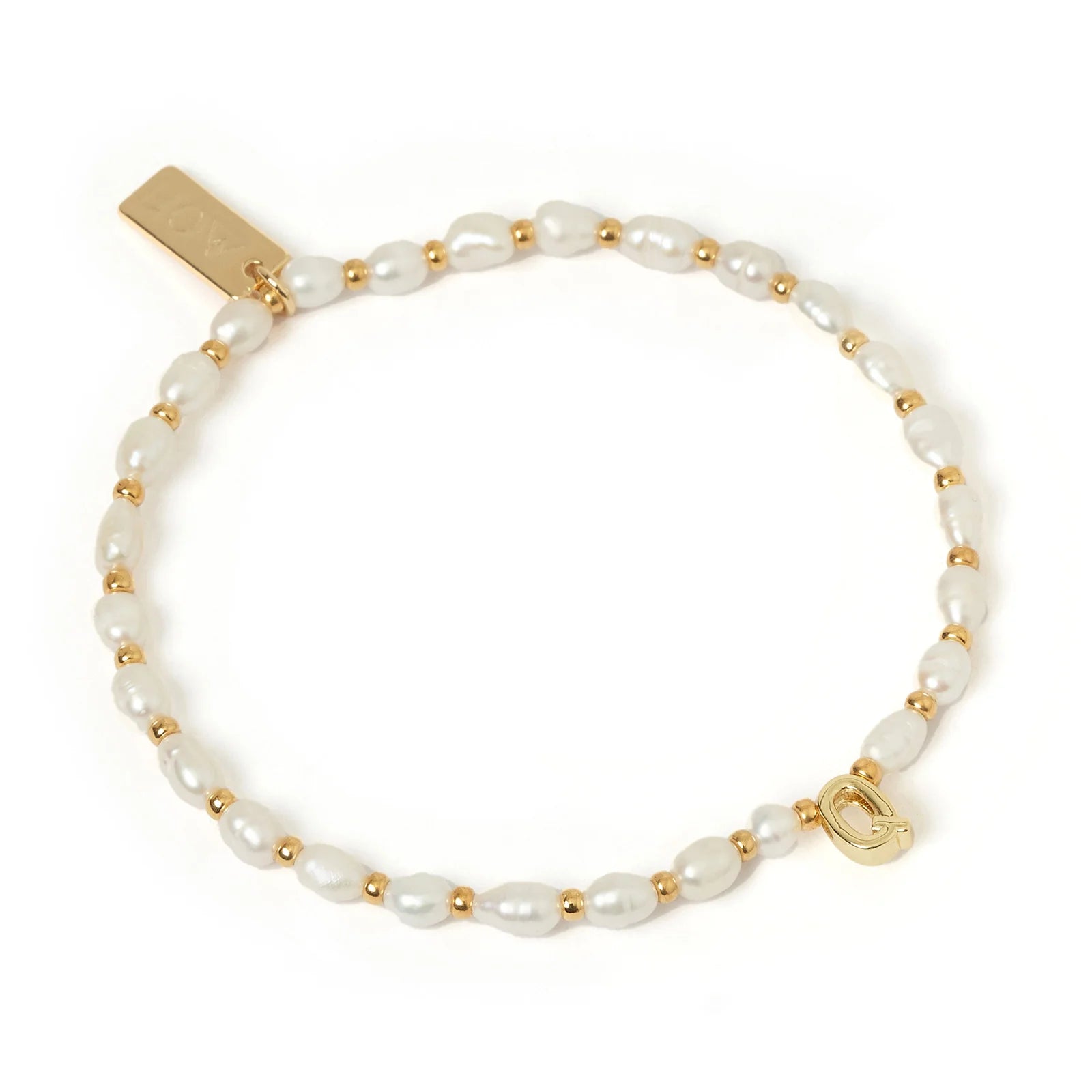 Initial Pearl Bracelet Q
