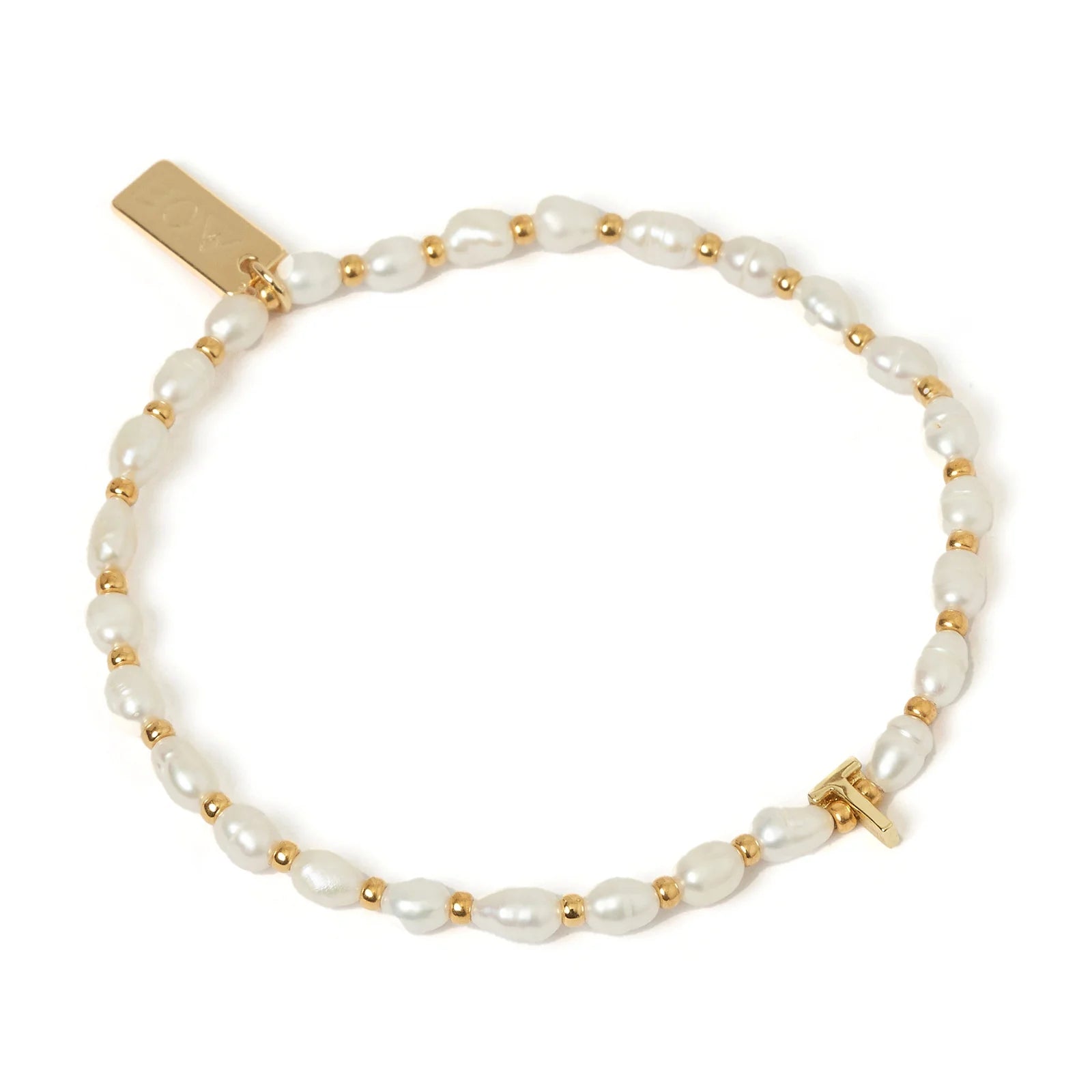 Initial Pearl Bracelet T
