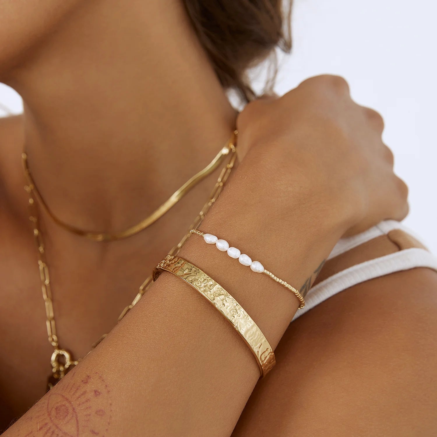 Seline Gold and Pearl Bracelet 2