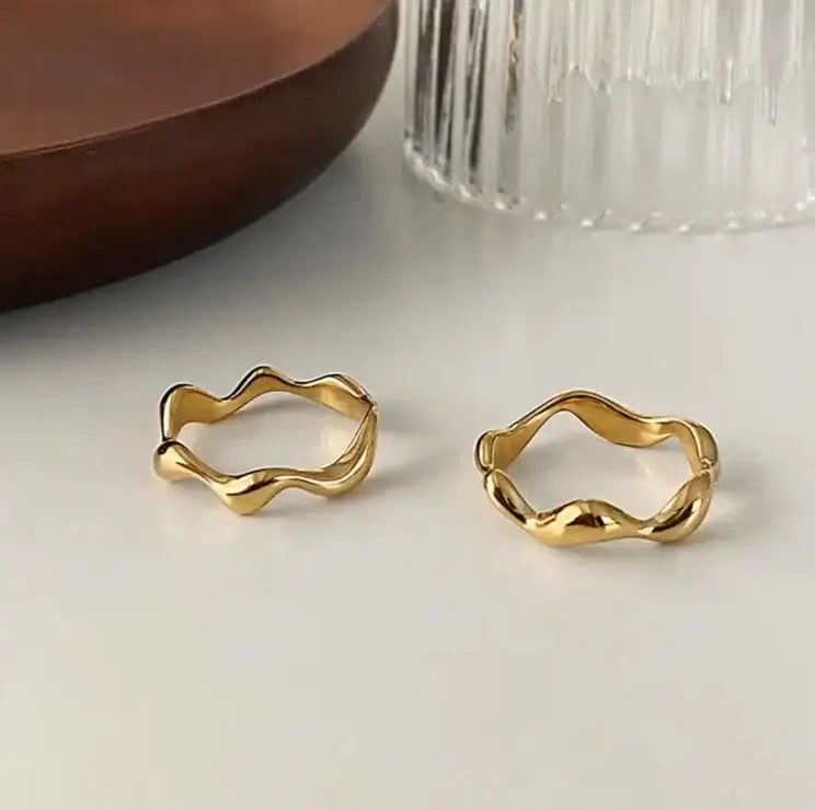 Gold Wave Band Ring