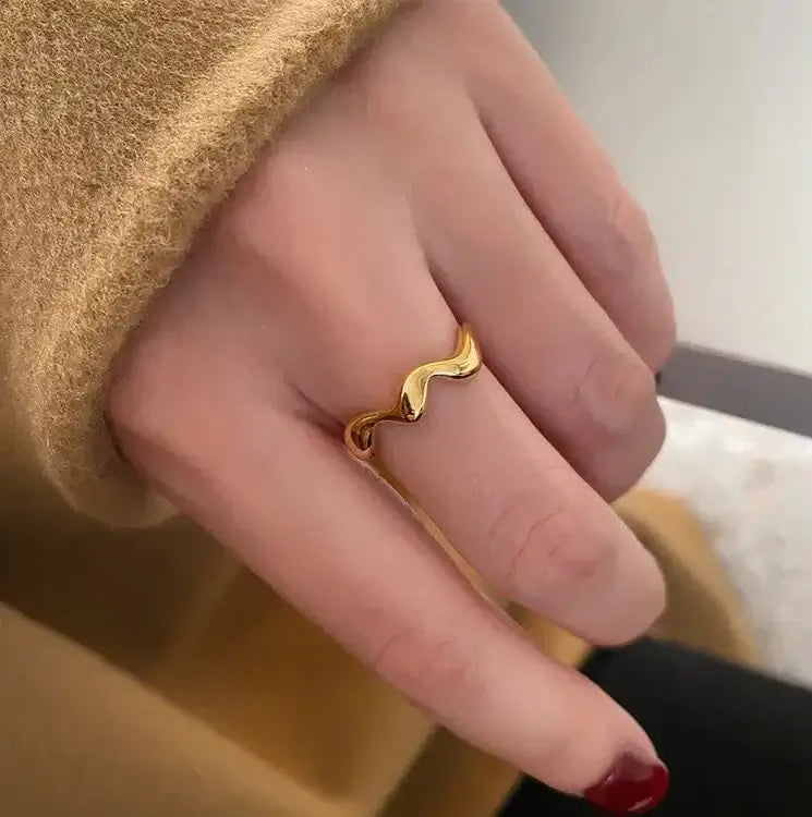 Gold Wave Band Ring