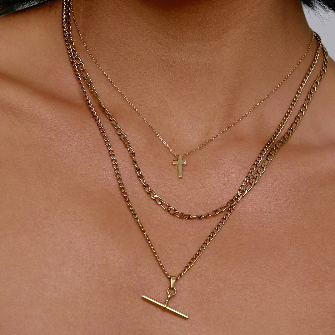 Cross Charm Gold Necklace 3