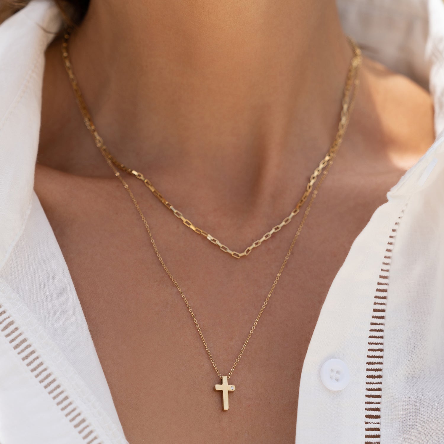 Cross Charm Gold Necklace 4