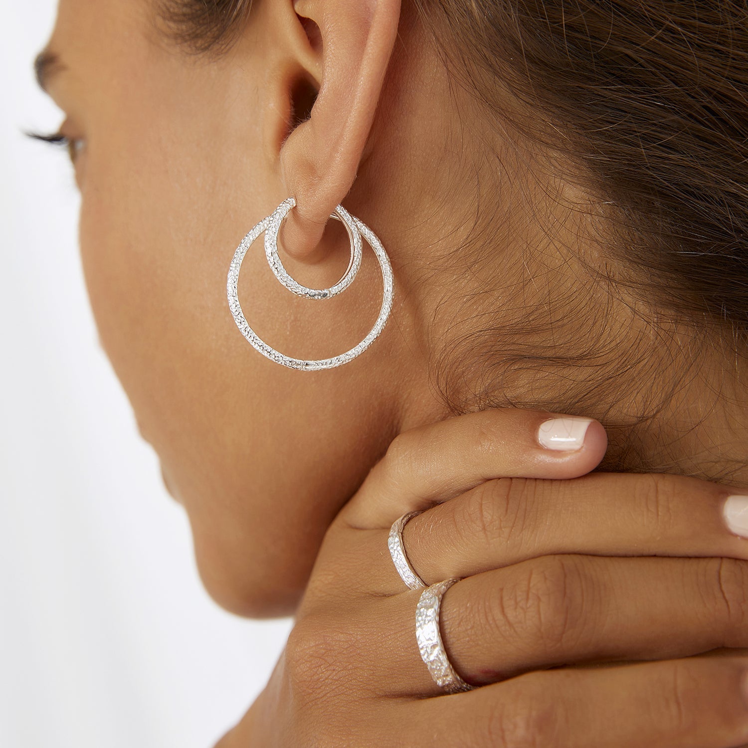 Double Hoop Earring Stack - Silver 3