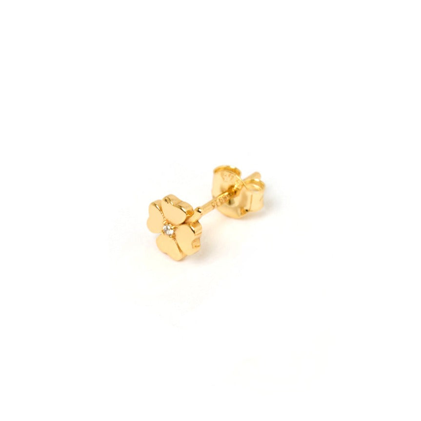 Four Leaf Clover Gold Single Stud 4