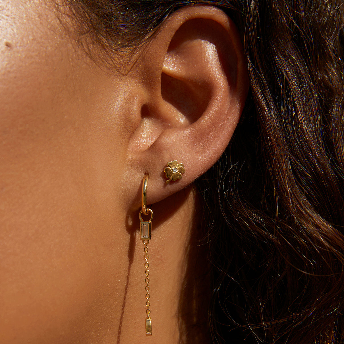 Four Leaf Clover Gold Studs 2