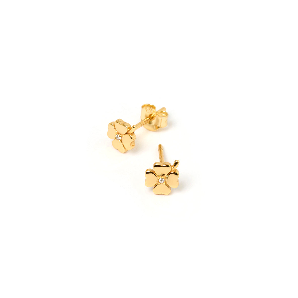 Four Leaf Clover Gold Studs 4