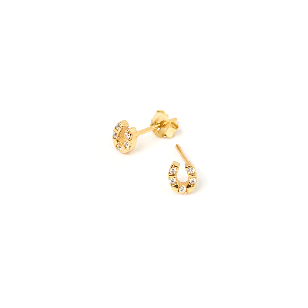 Lucky Horseshoe Gold Studs 3