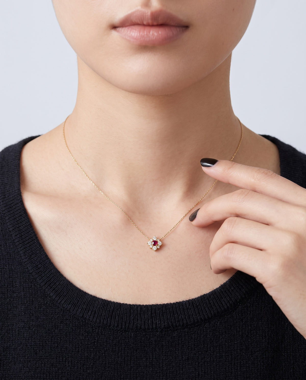 Bloom Flower Pendant Necklace - on model