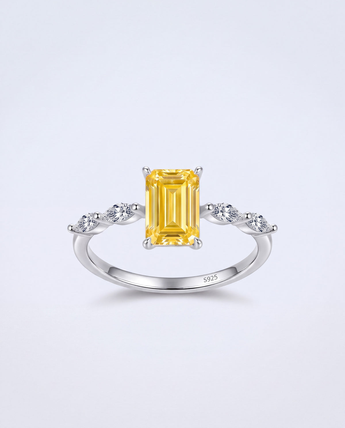 Blush Emerald-Cut Cocktail Ring – Yellow product photo