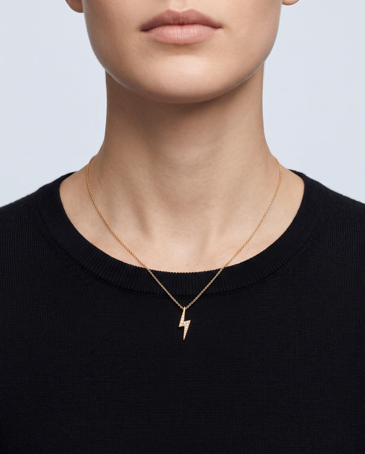 Bolt Lightning Bolt Pendant Necklace - on model