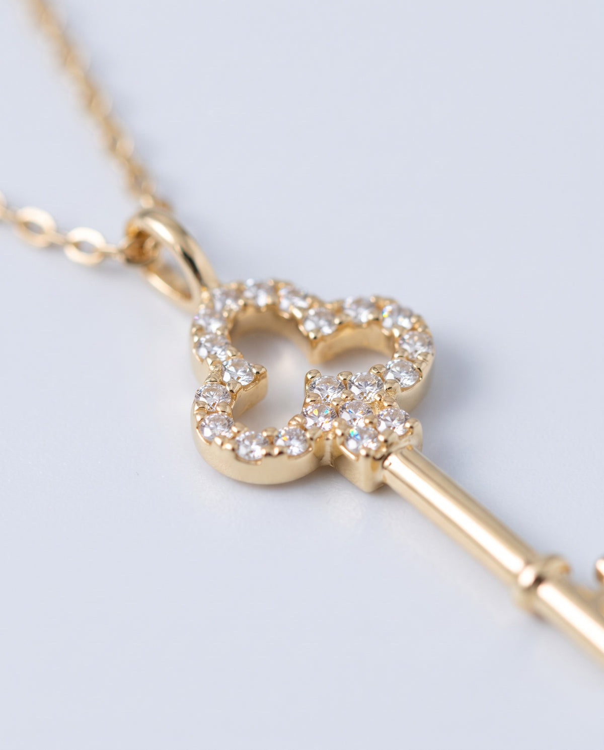 Clef Pavé Key Pendant Necklace - detail