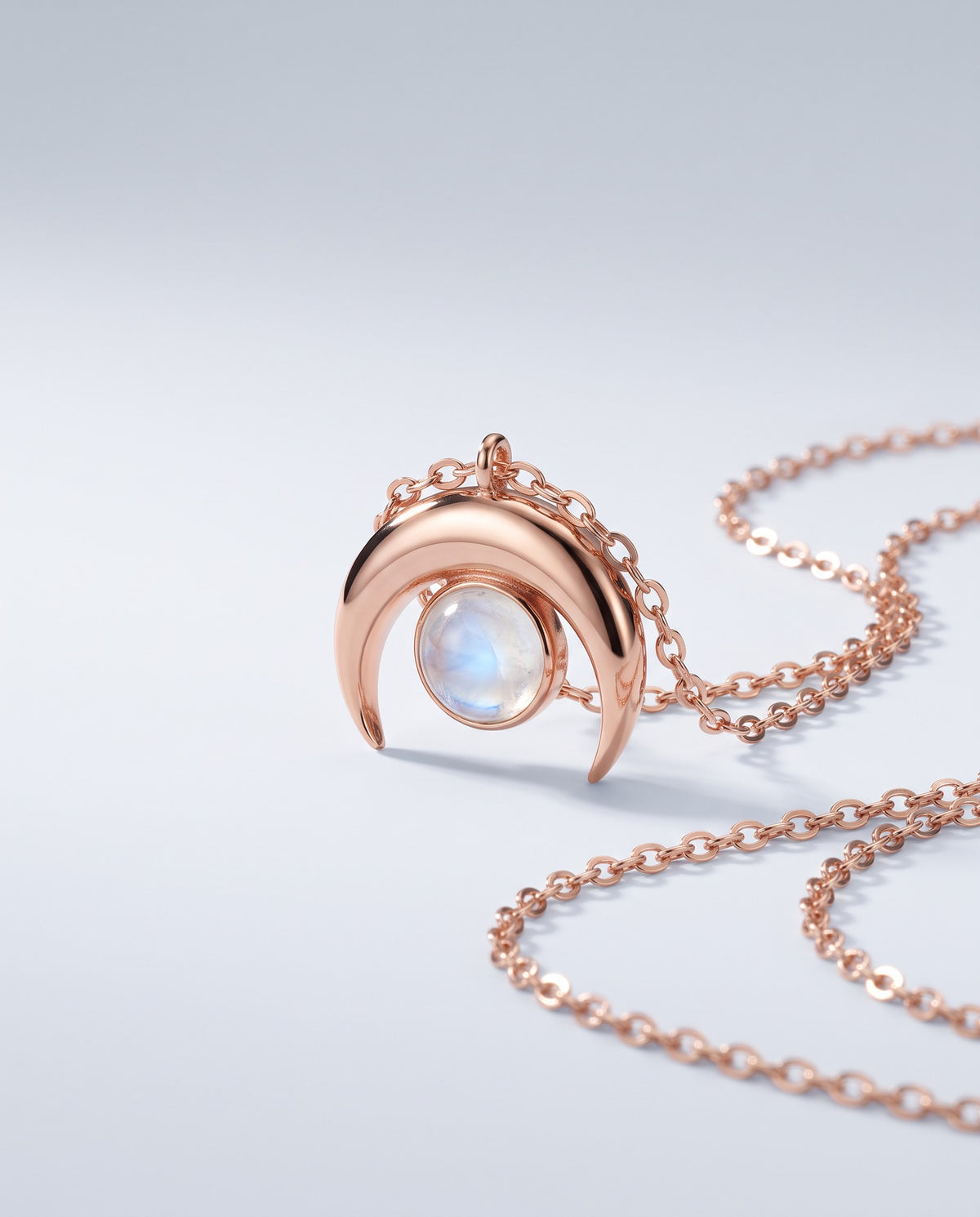 Crescent Crescent Moon Pendant Necklace - angle