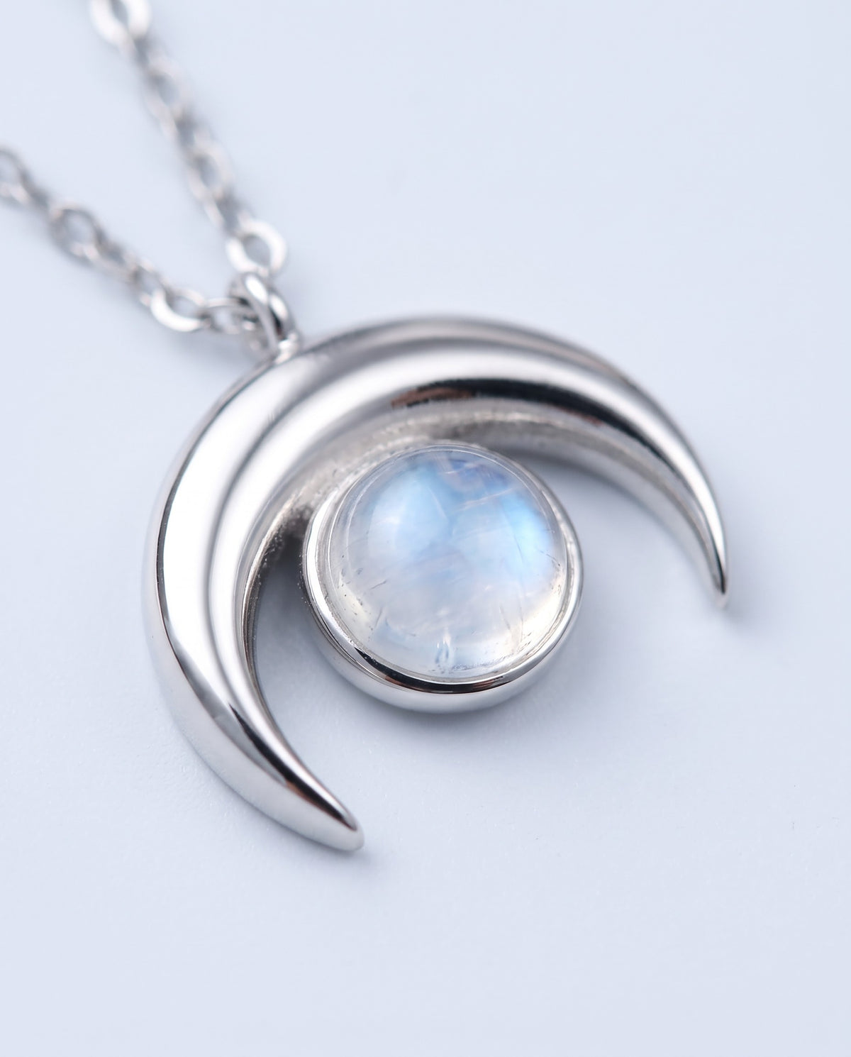 Crescent Crescent Moon Pendant Necklace - detail