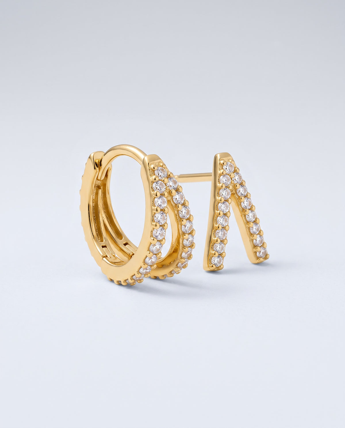 Duet Double Row Hoop Earrings - angle