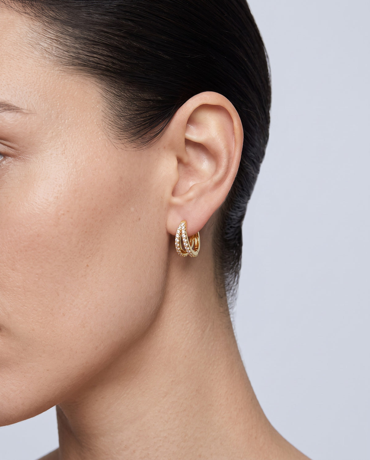 Duet Double Row Hoop Earrings - on model
