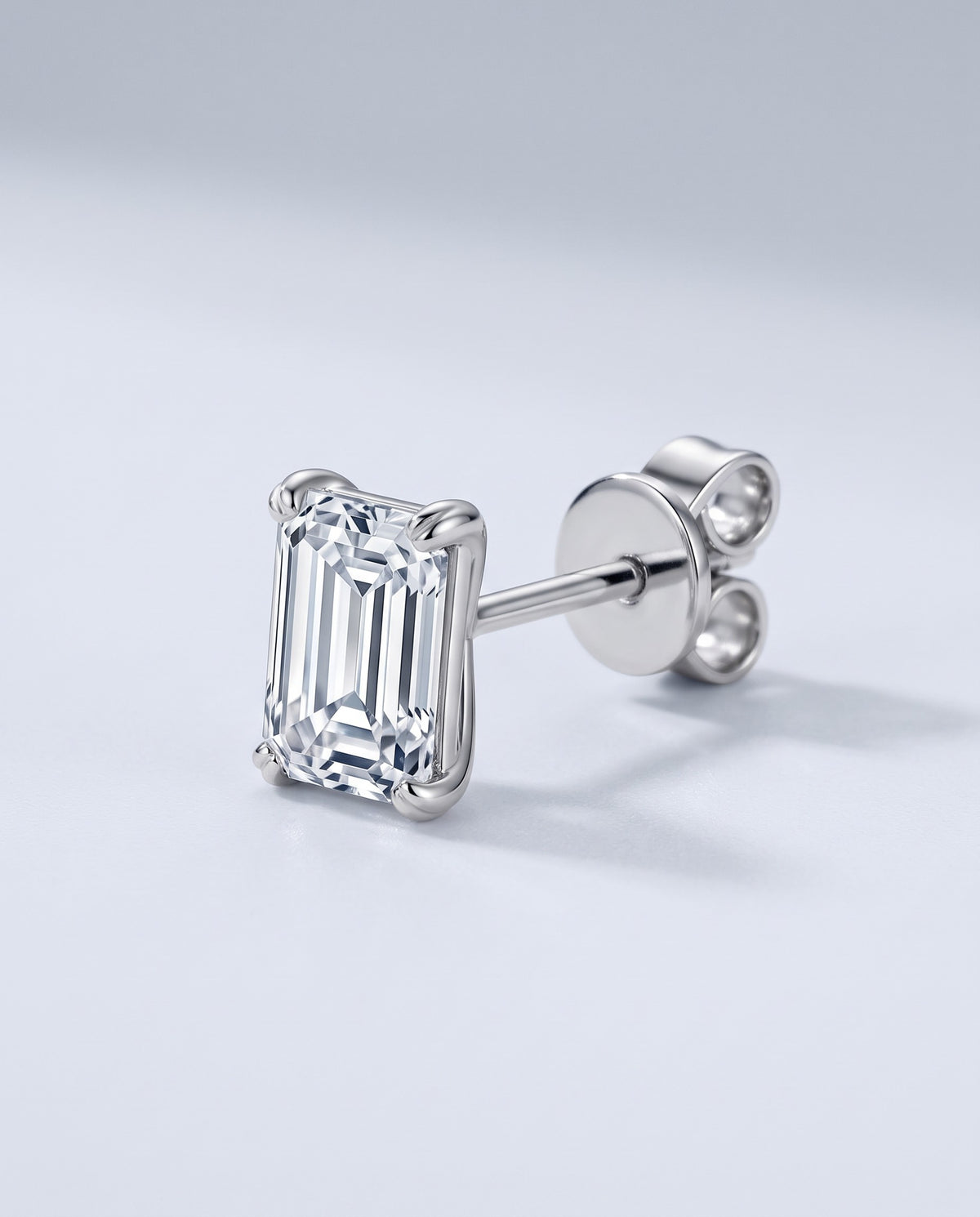 Facet Emerald-Cut Stud Earrings - angle