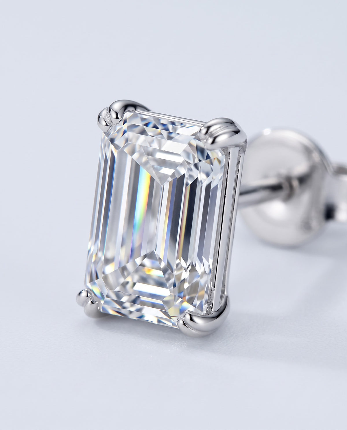 Facet Emerald-Cut Stud Earrings - detail