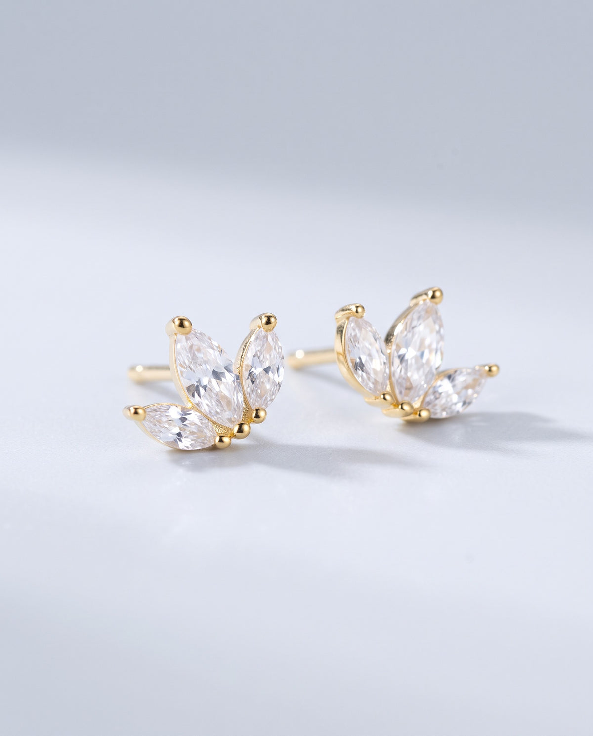Fern Leaf Stud Earrings - angle