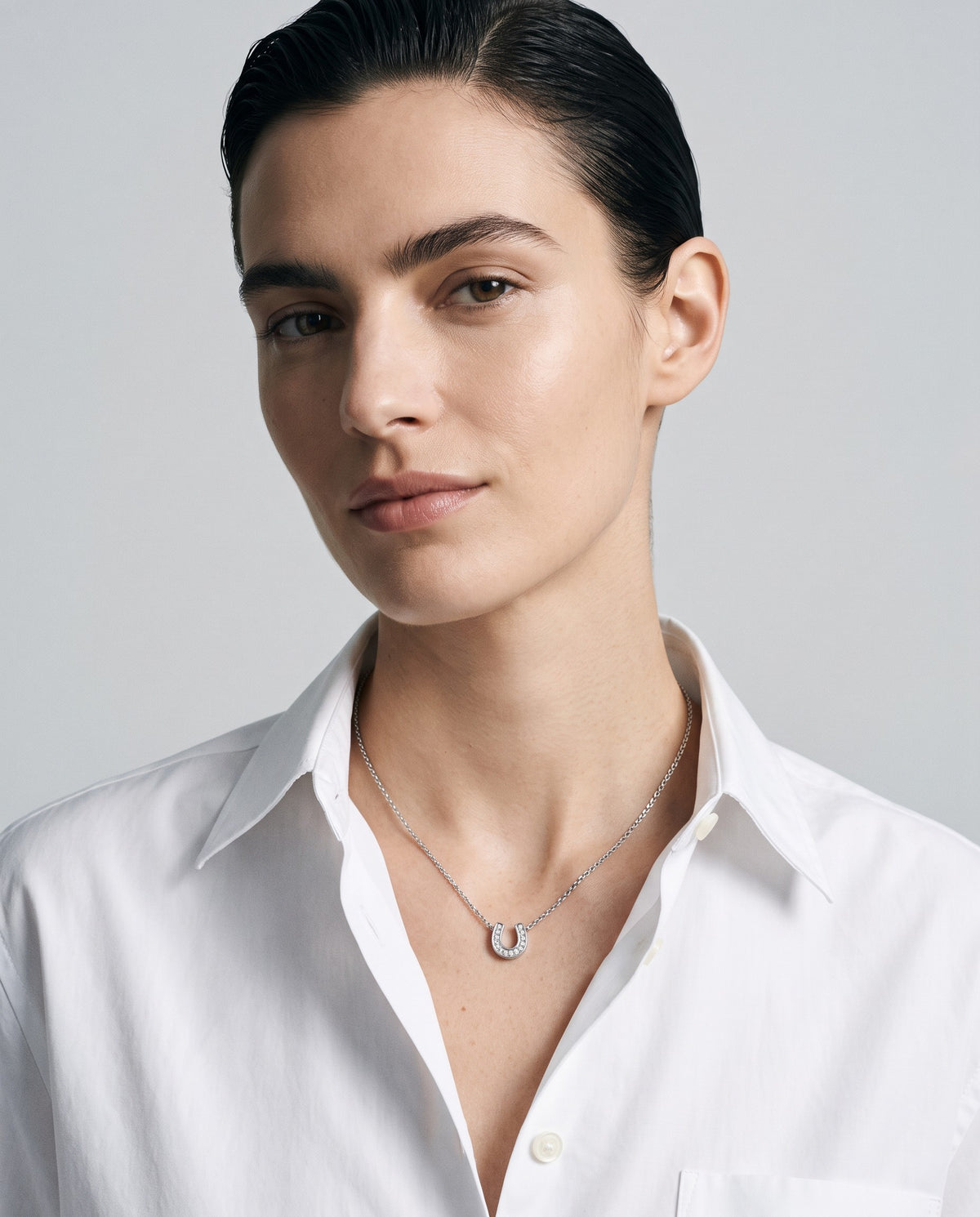Fortune Pavé Horseshoe Pendant Necklace - campaign