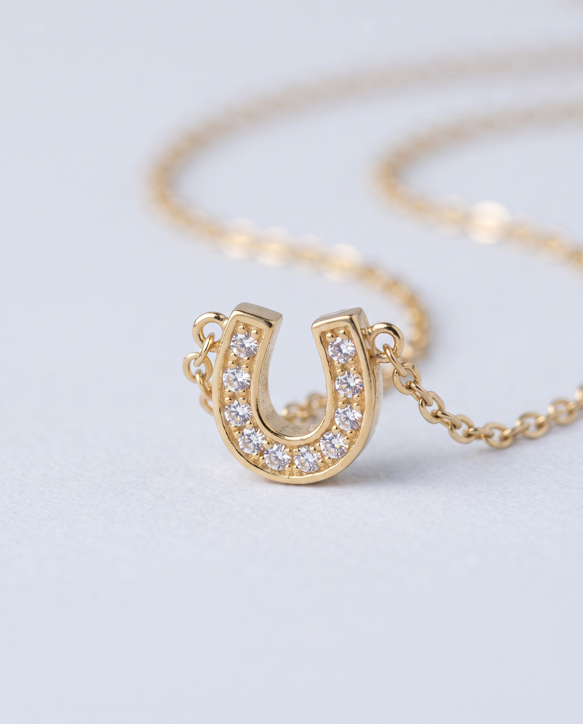 Fortune Pavé Horseshoe Pendant Necklace - detail
