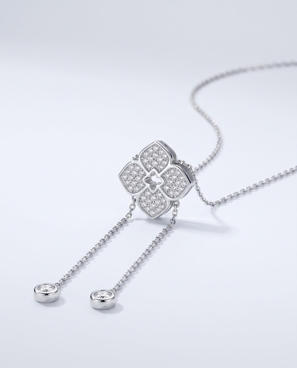 Garden Moissanite Flower Necklace - angle
