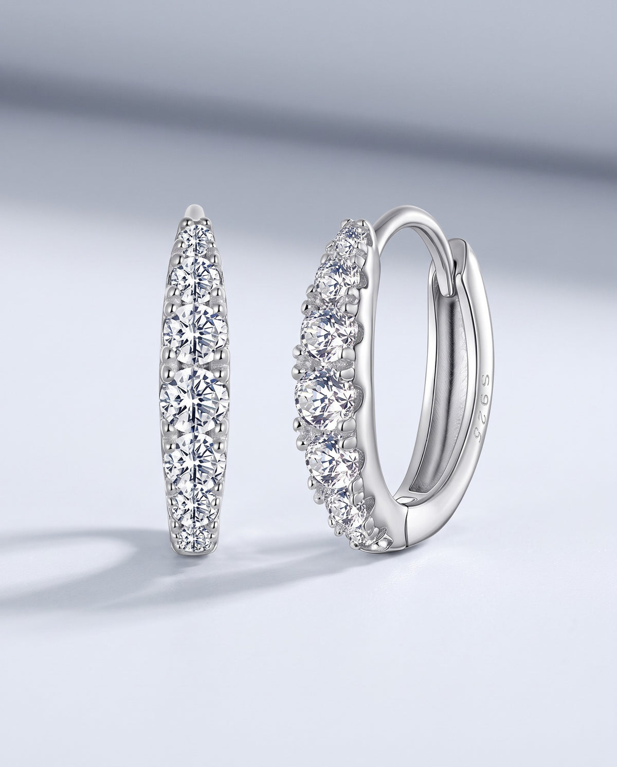 Halo Moissanite Huggie Earrings - angle