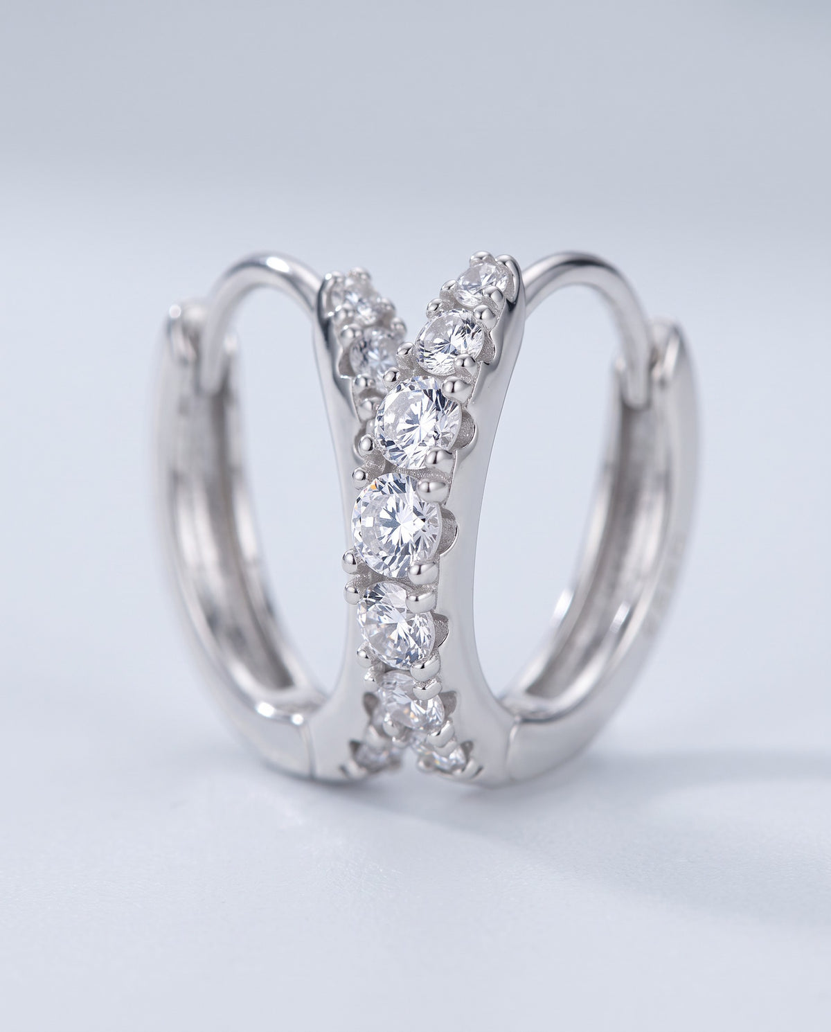 Halo Moissanite Huggie Earrings - detail