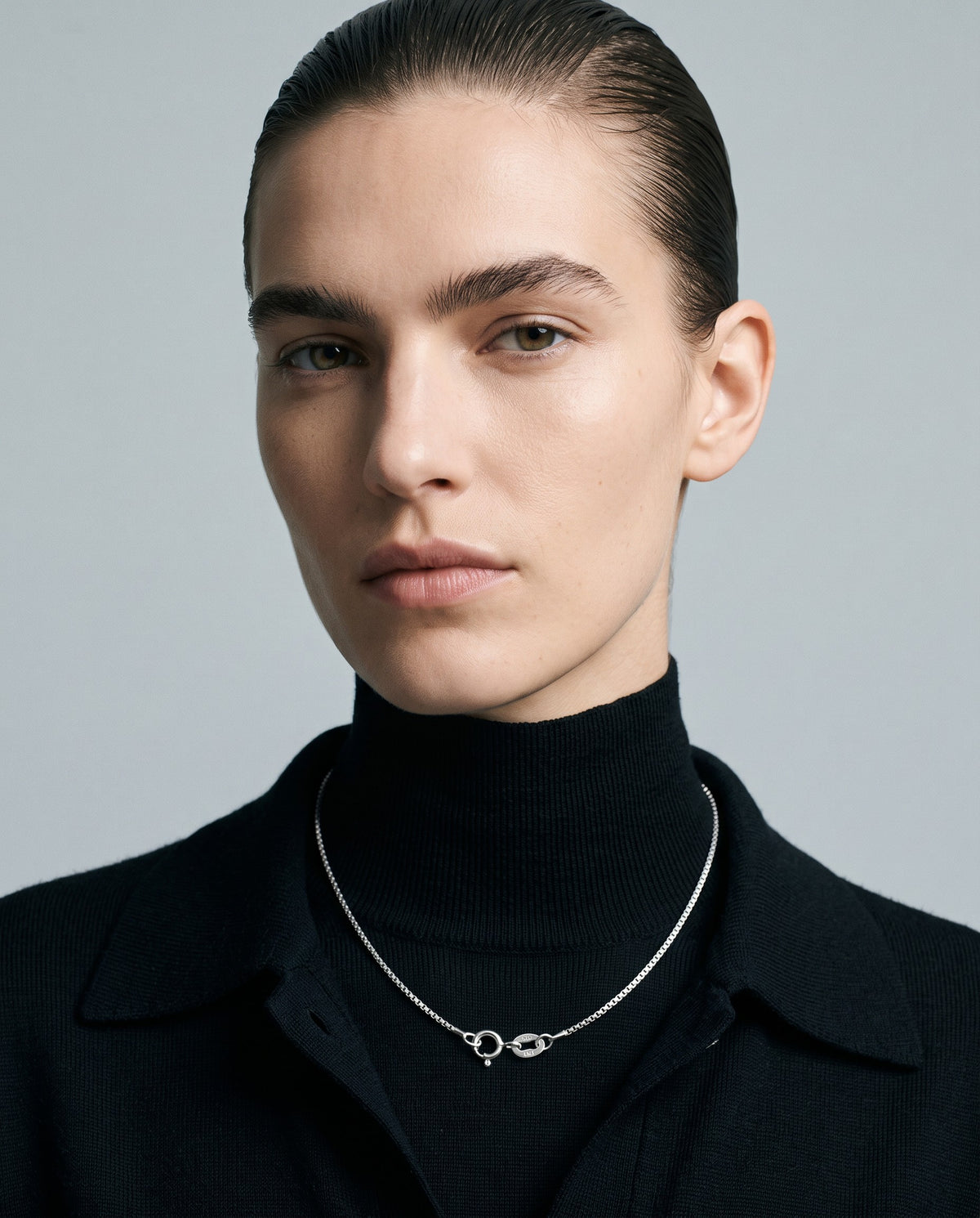 Linear Box Chain Necklace – editorial campaign image