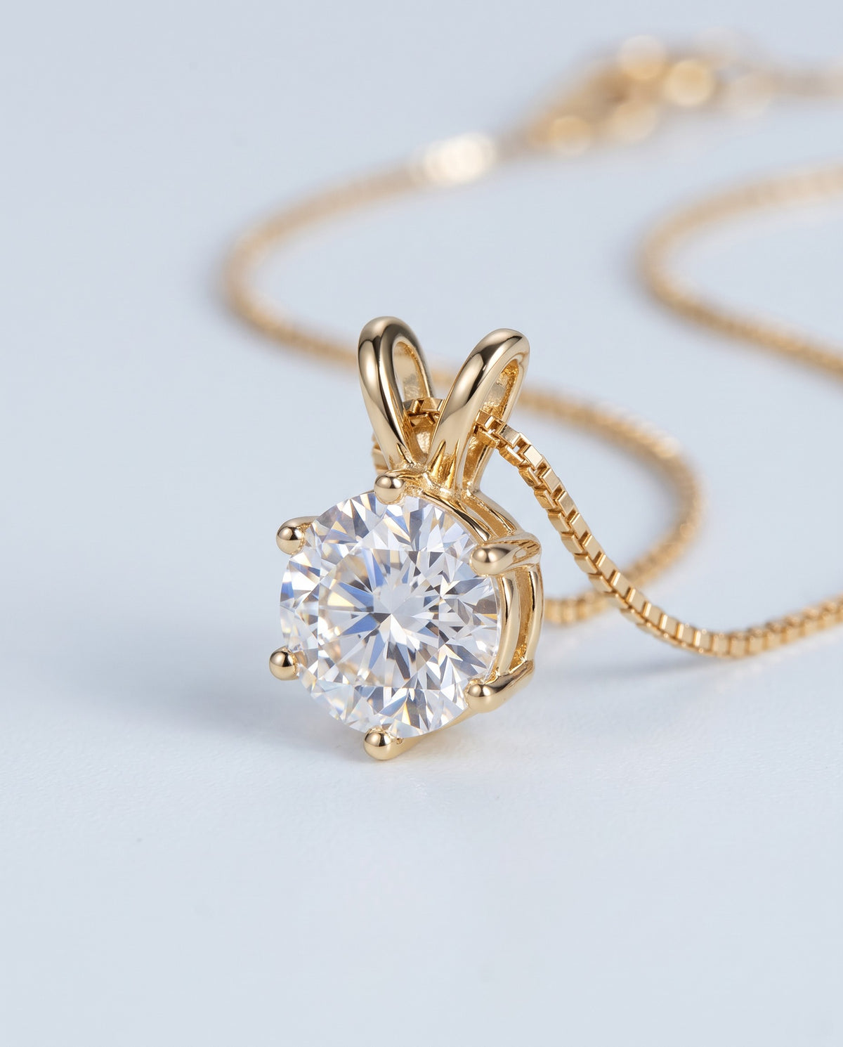 Lumen Moissanite Solitaire Necklace - detail