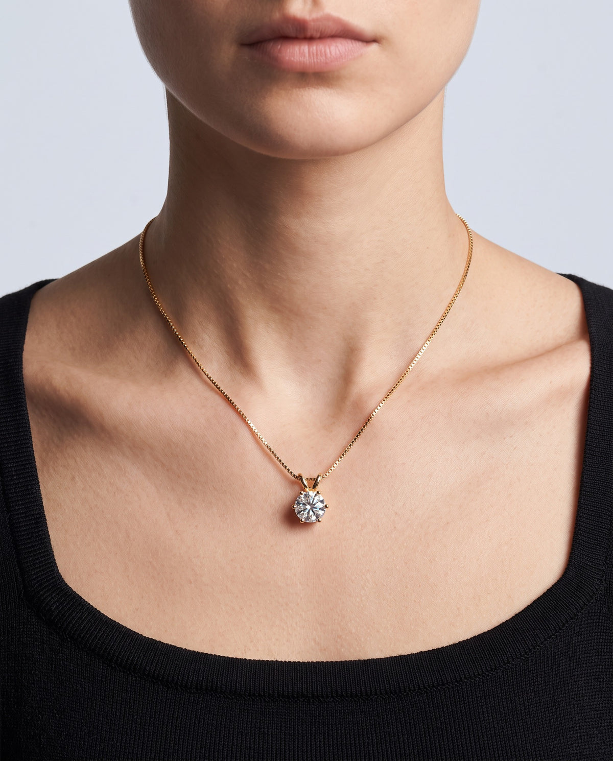 Lumen Moissanite Solitaire Necklace - on model