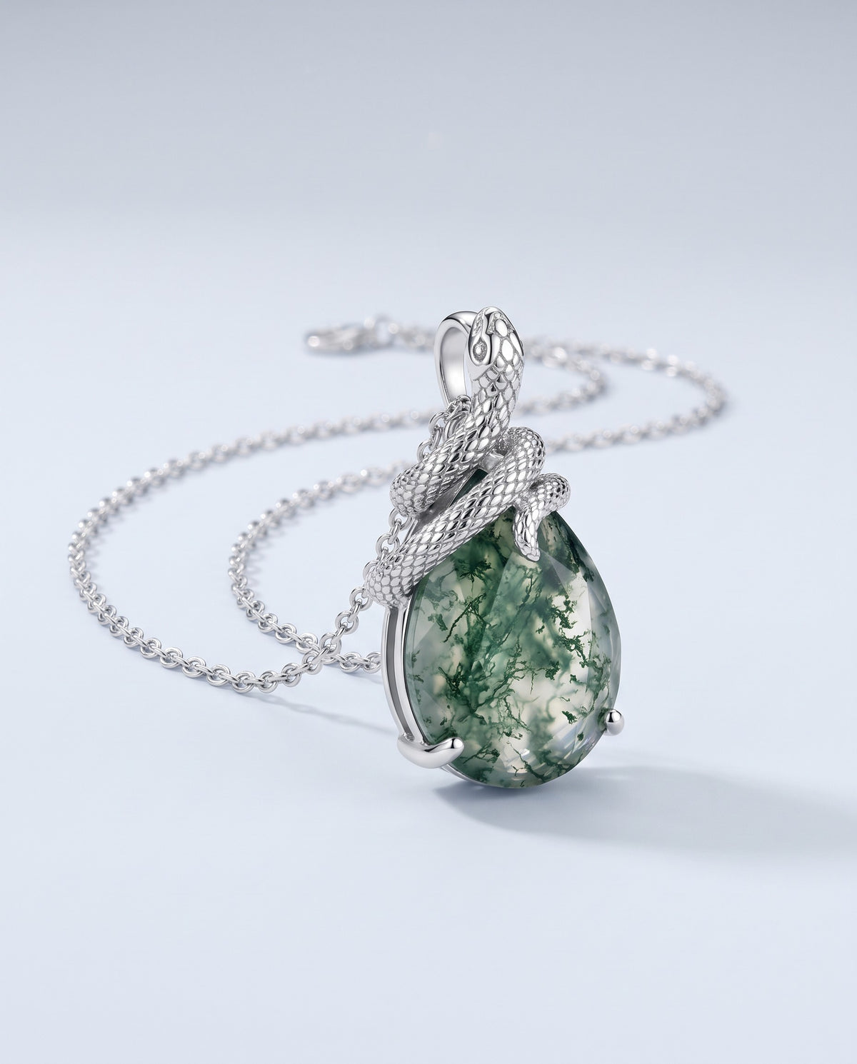 Moss Moss Agate Pendant Necklace - angle