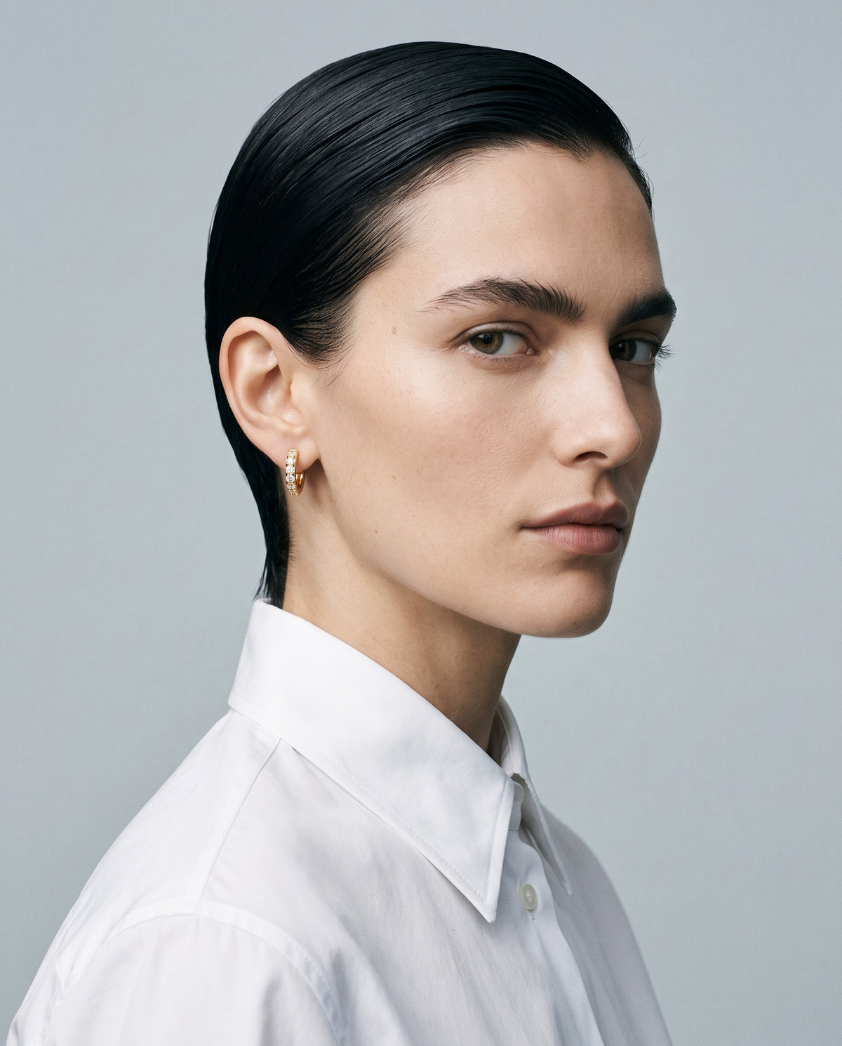 Orbit Pavé Hoop Earrings – editorial campaign image