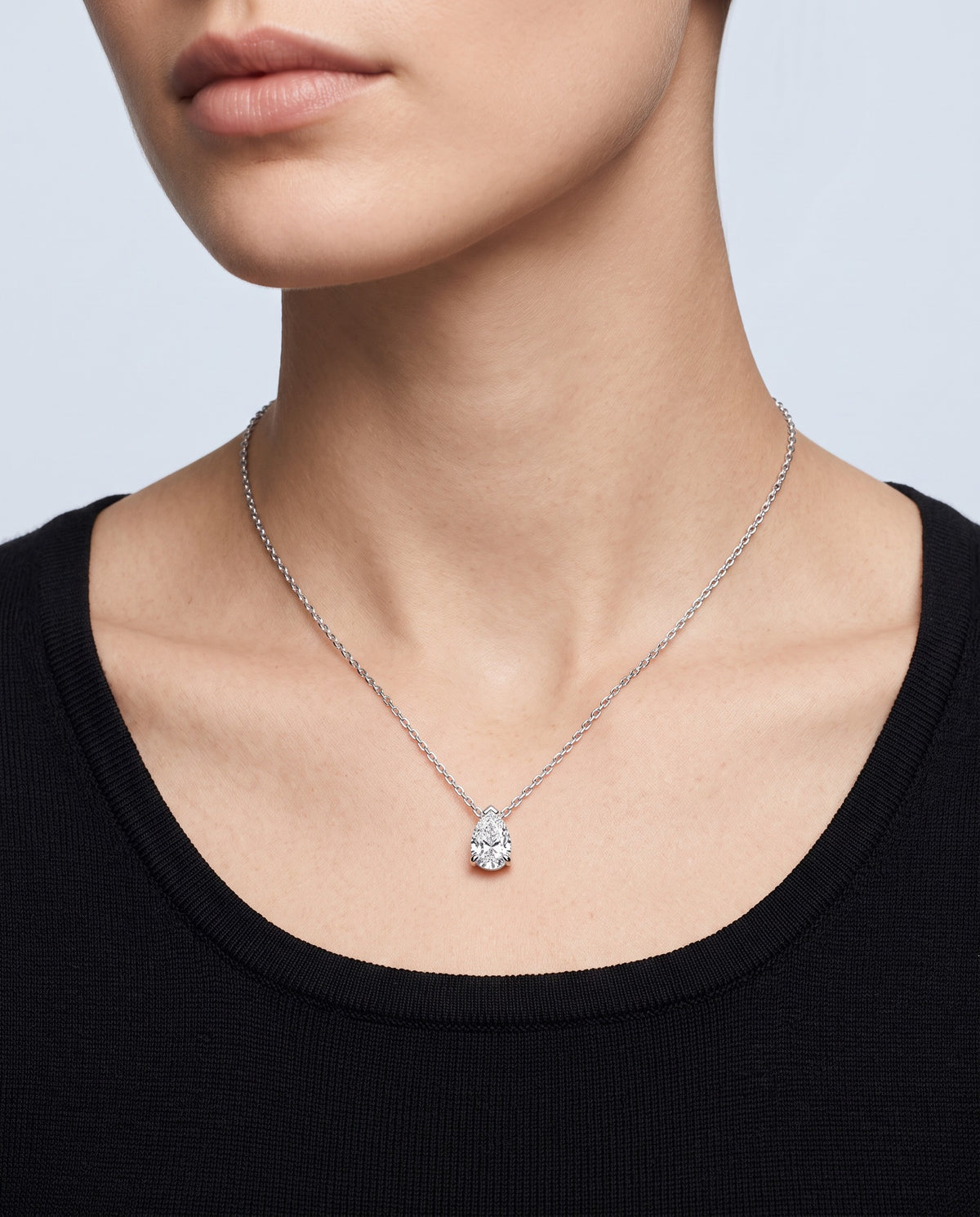 Pera Pear-Cut Moissanite Pendant Necklace - on model
