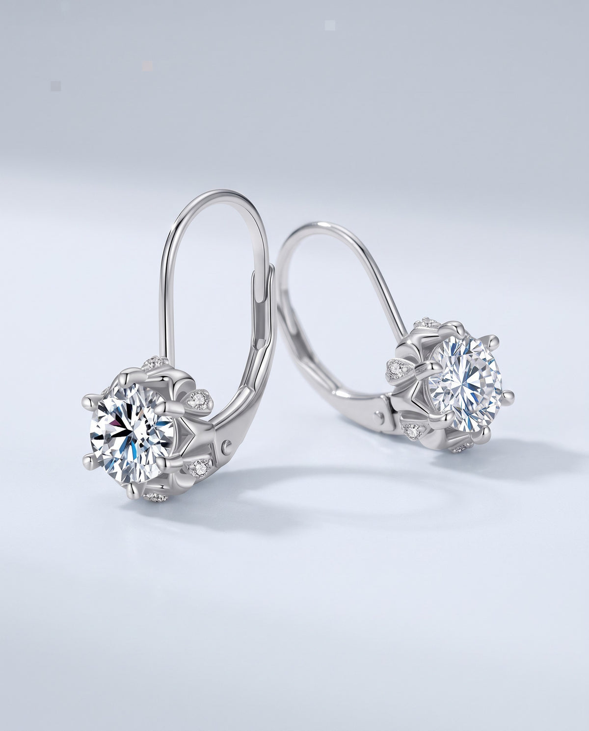 Petal Moissanite Flower Earrings - angle