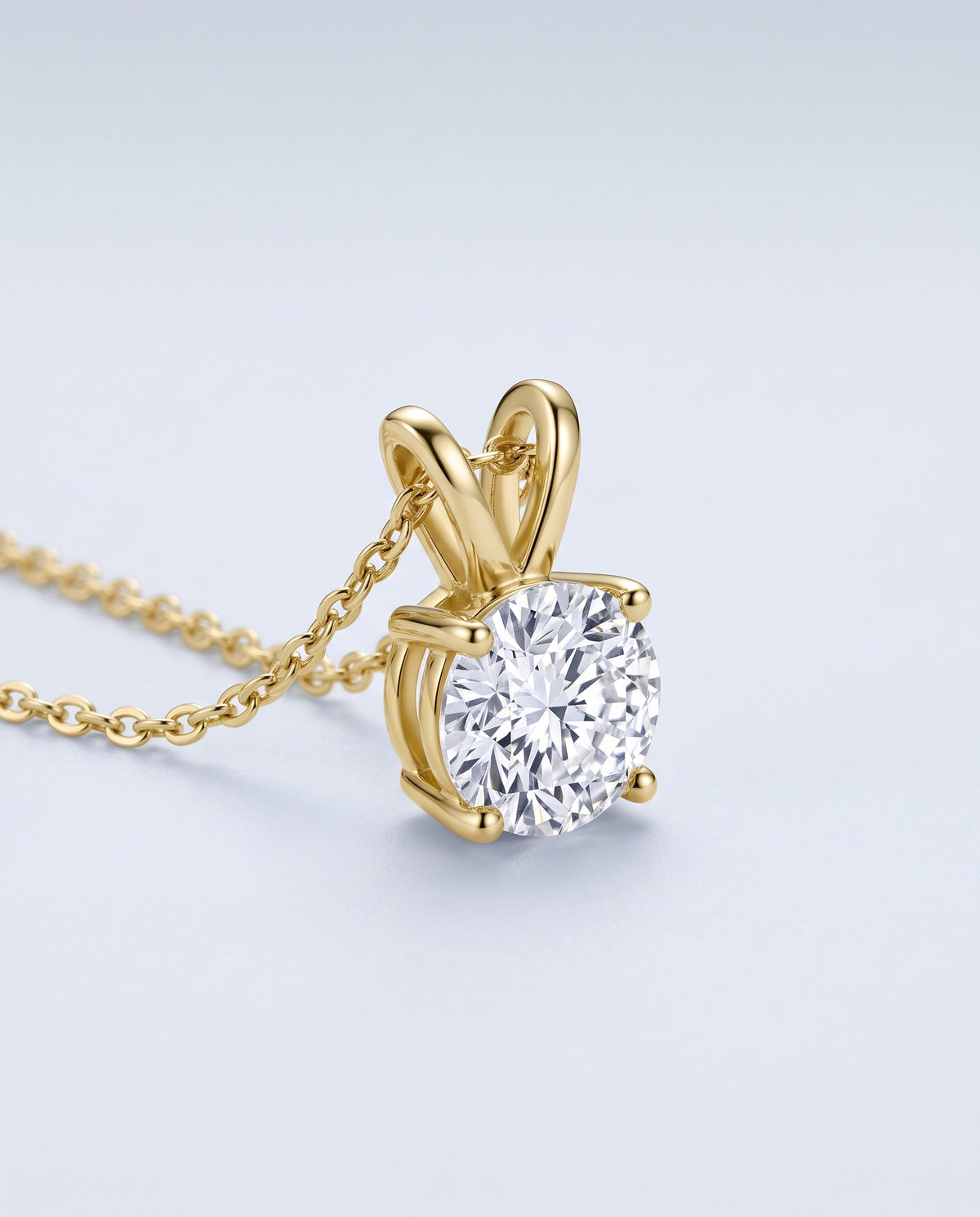 Prima Solitaire Moissanite Pendant Necklace - angle