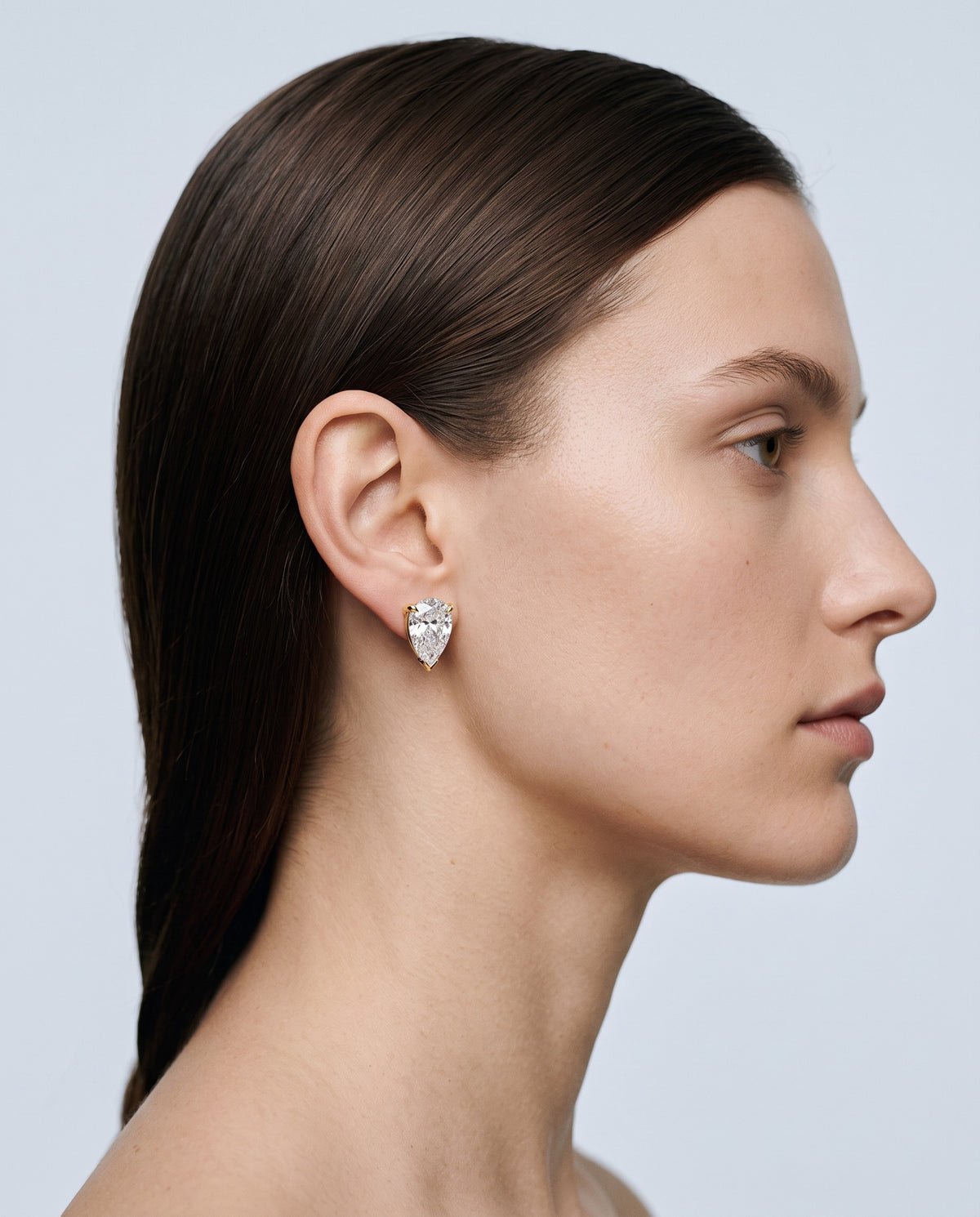 Pure Round Stud Earrings - on model