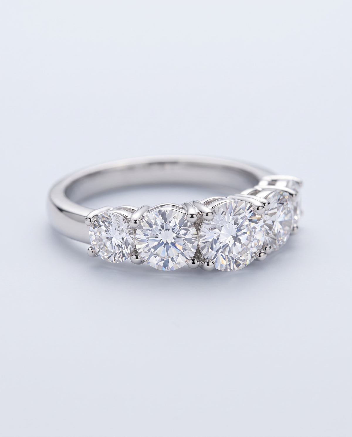 Quintet Five-Stone Moissanite Ring - angle