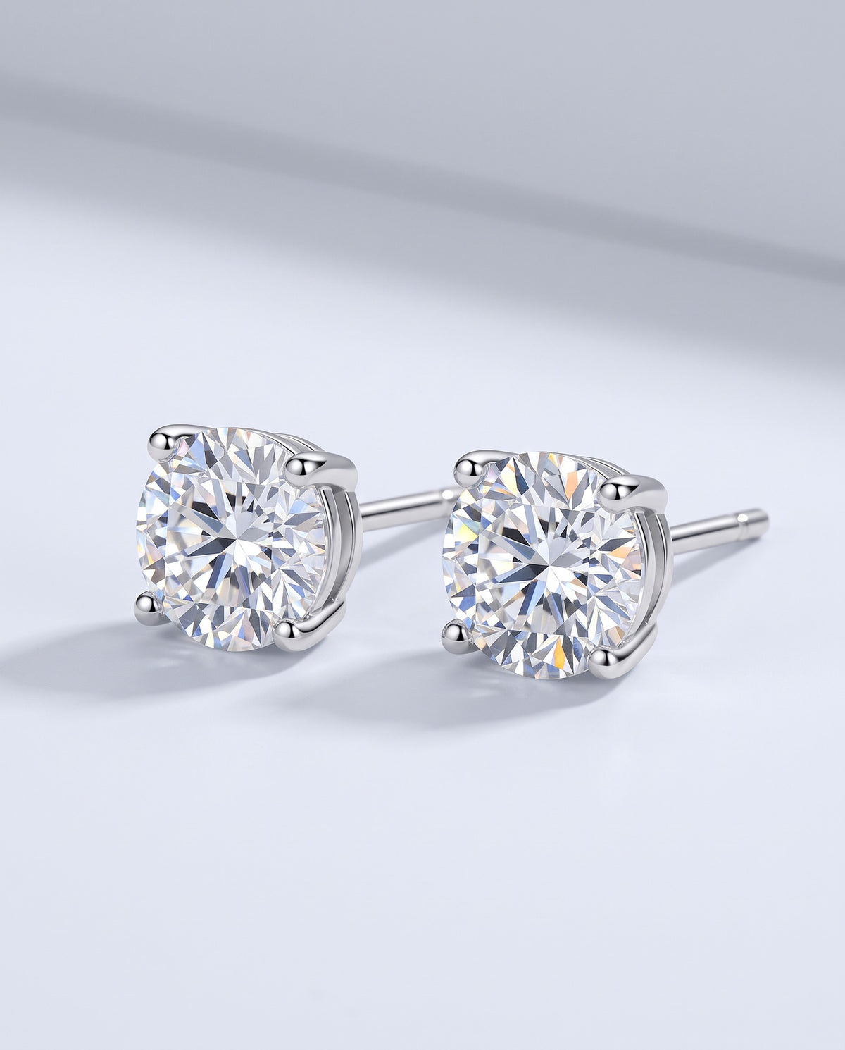 Radiant Moissanite Stud Earrings - angle