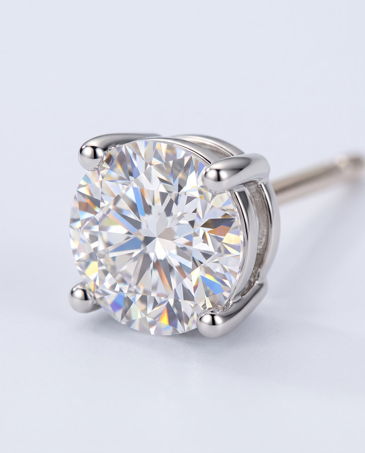 Radiant Moissanite Stud Earrings - detail