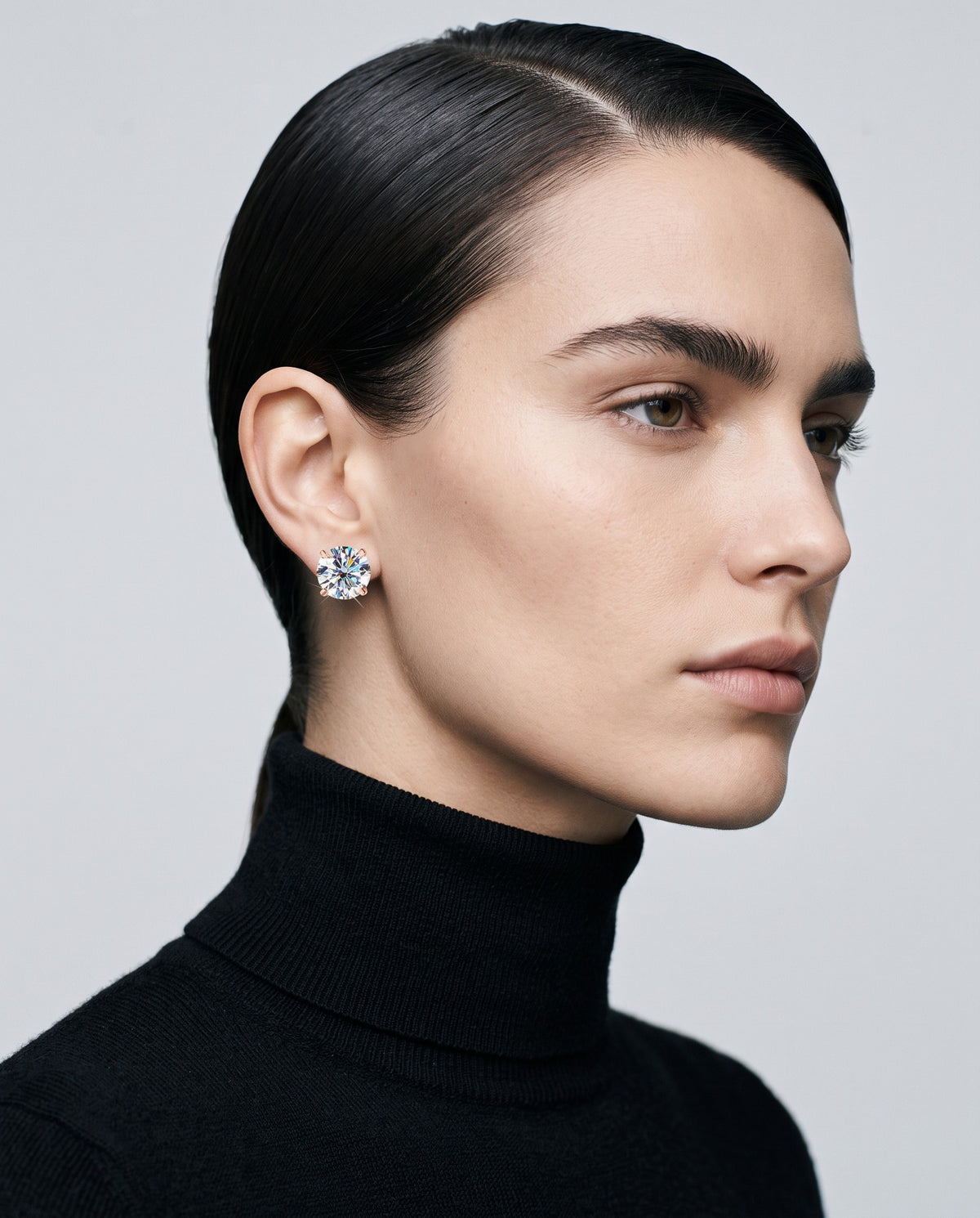 Rosa Moissanite Stud Earrings – editorial campaign image