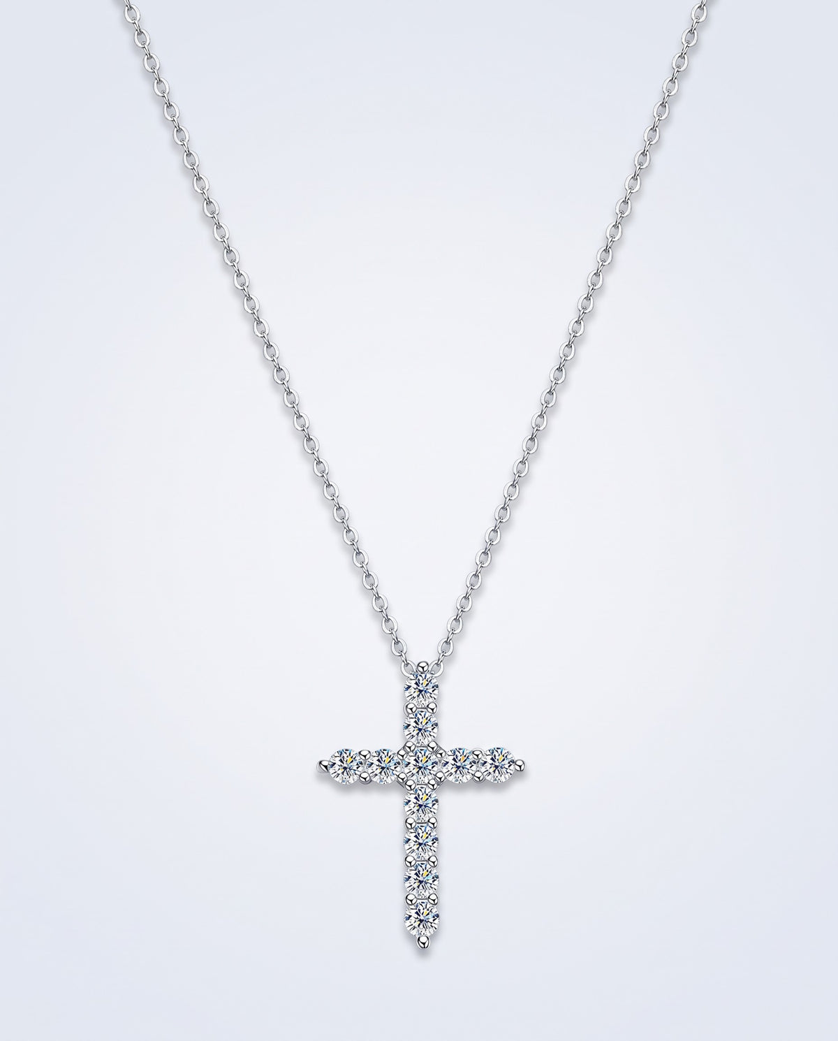 Sacred Moissanite Cross Pendant Necklace - packshot