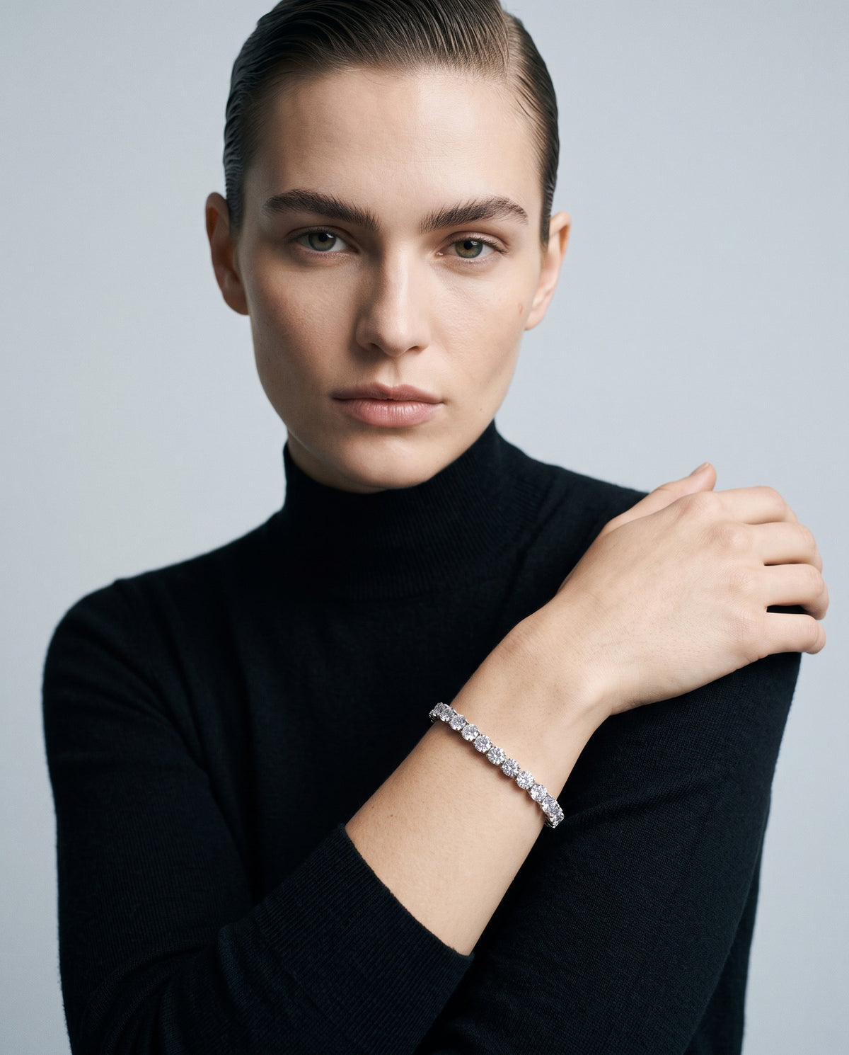 Stream Moissanite Tennis Bracelet – editorial campaign image