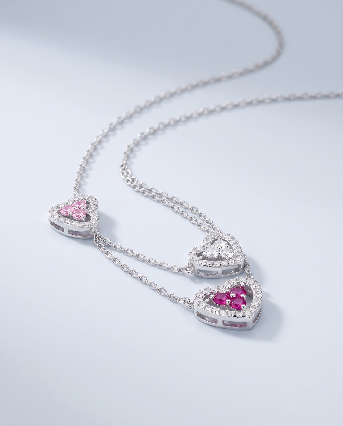 Sweetheart Five Heart Necklace - angle
