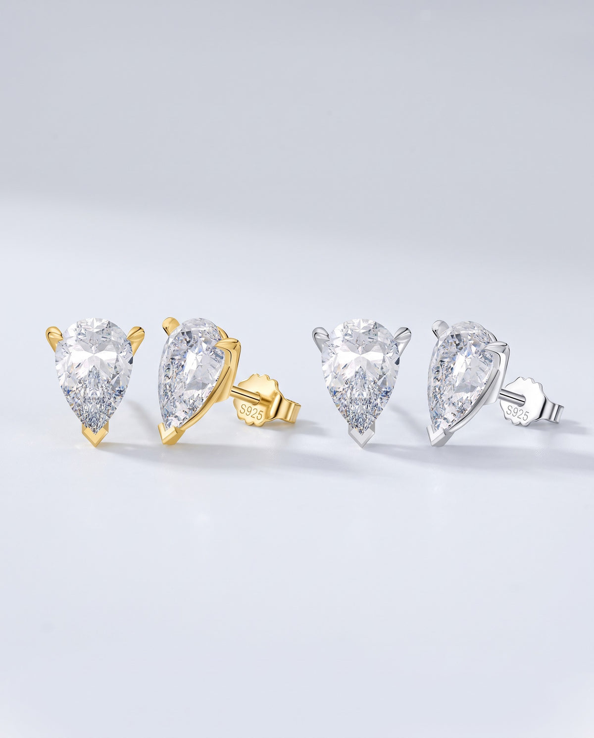 Teardrop Pear Stud Earrings - angle