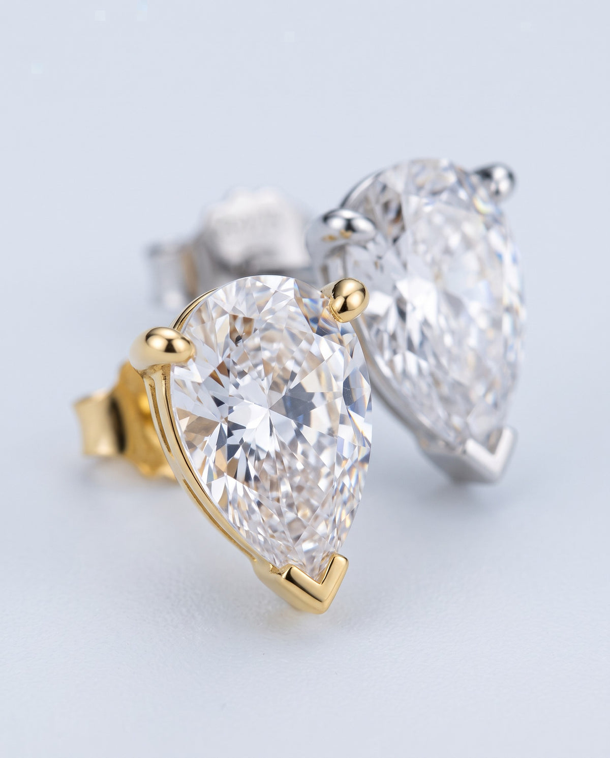 Teardrop Pear Stud Earrings - detail