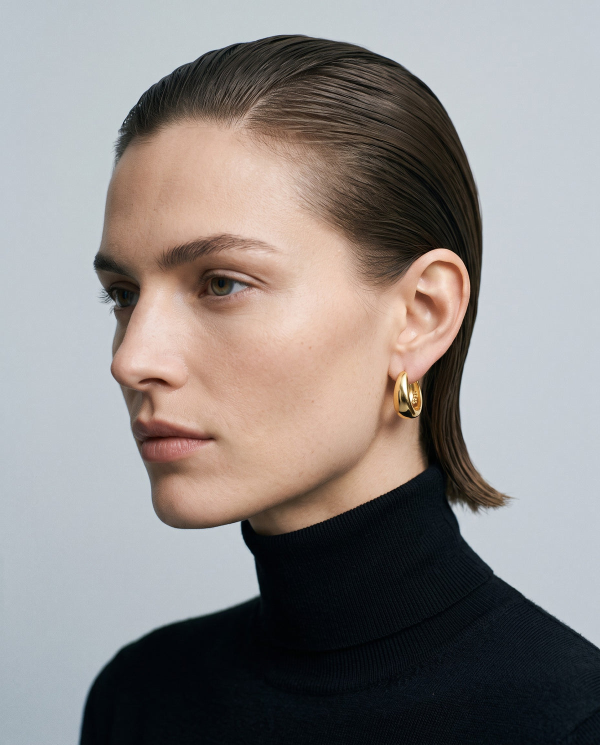 Vault Wide Hoop Earrings – editorial campaign image