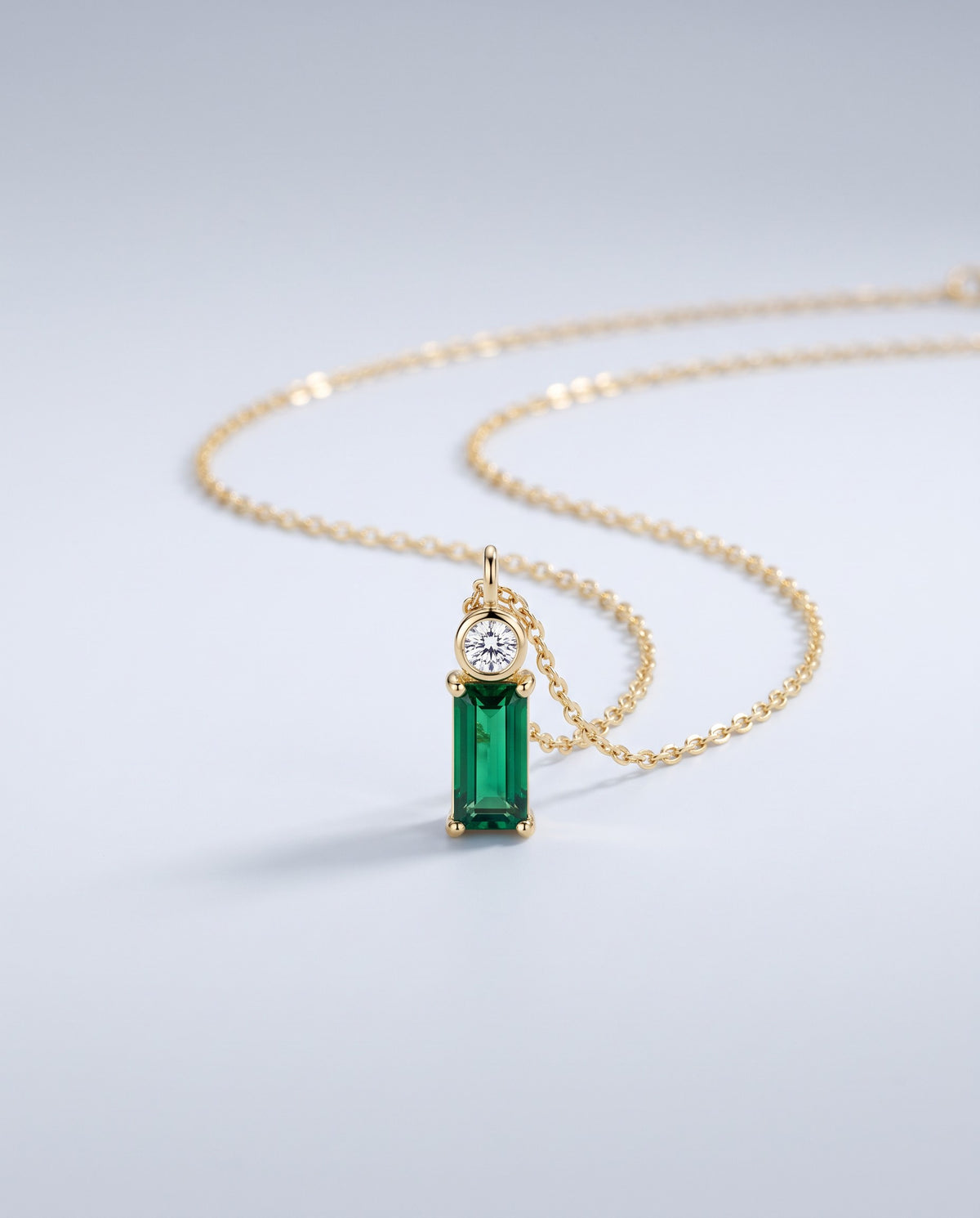 Verde Green Crystal Pendant Necklace - angle