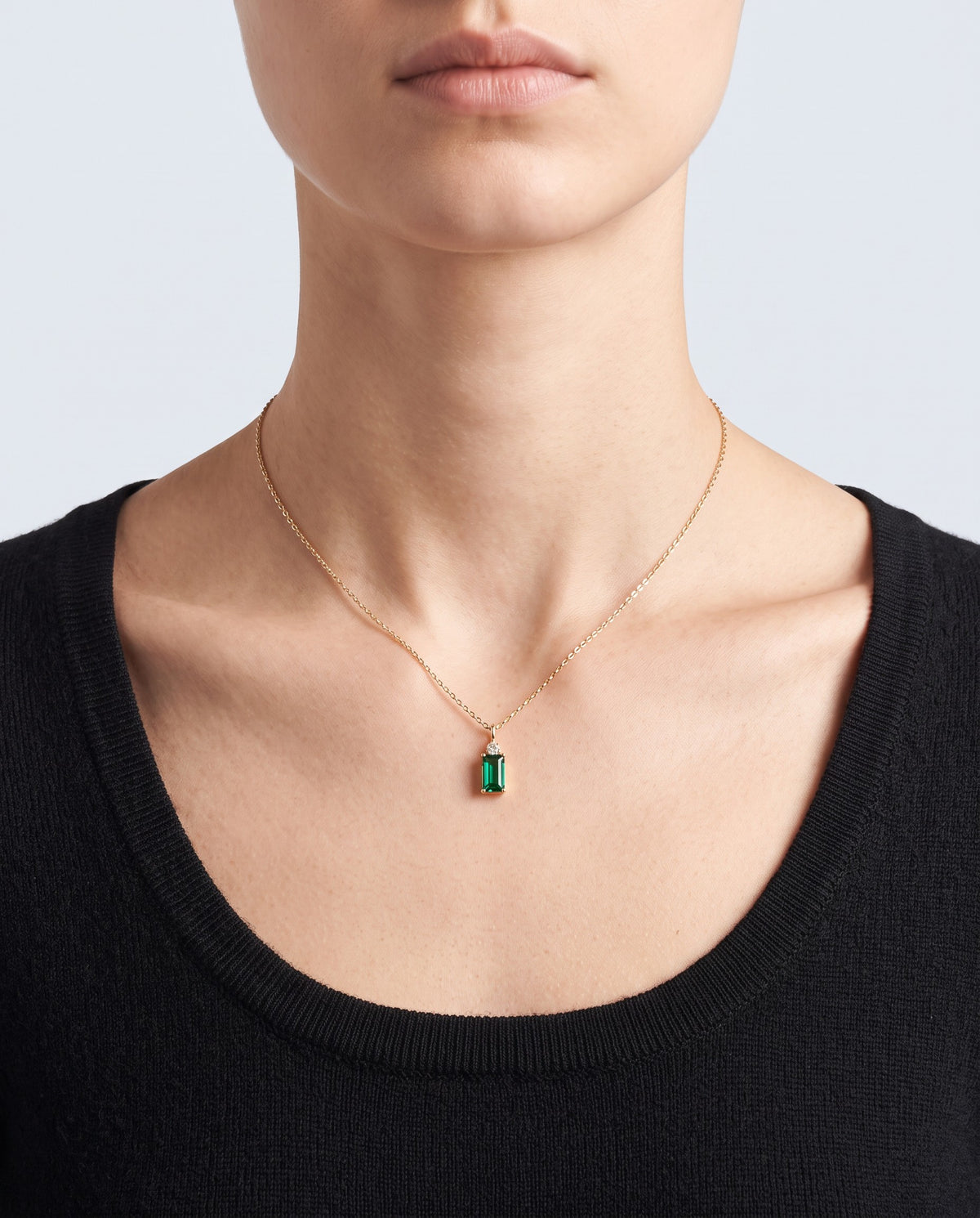 Verde Green Crystal Pendant Necklace - on model